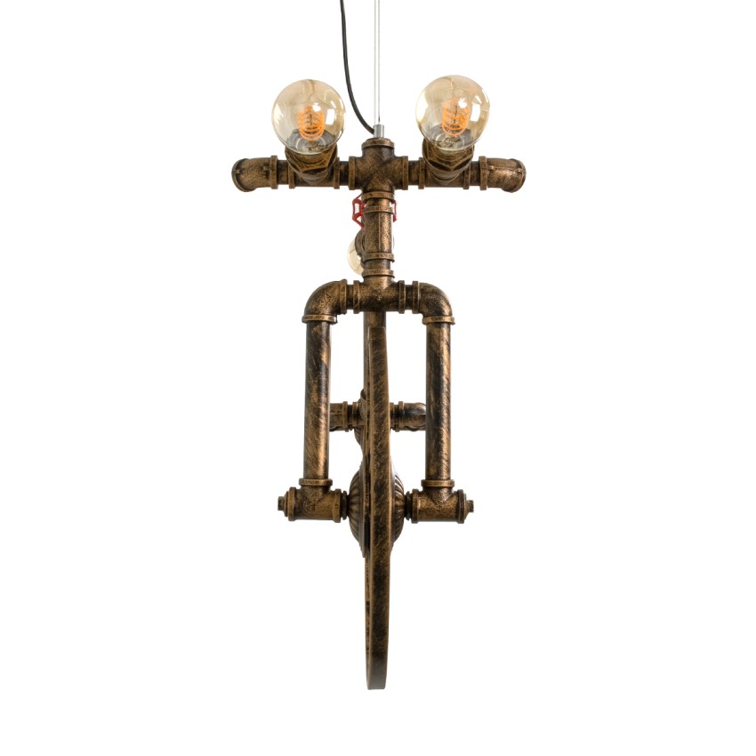 GLOBOSTAR® SWIFTWALKER  Vintage Κρεμαστό Φωτιστικό Οροφής με Ντουί 3 x E27 AC 220-240V IP20 - Χάλκινο & Κόκκινο - Μ85 x Π29.5 x Υ55cm