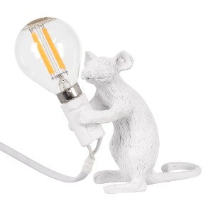 MOUSE  Μοντέρνο Επιτραπέζιο Φωτιστικό Πορτατίφ Λαμπατέρ Μονόφωτο με Ντουί 1 x E12 AC 230V Λευκό Πλαστικό Μ12 x Π4 x Υ10cm