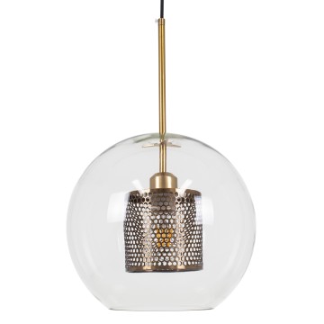 AVERY  Μοντέρνο Κρεμαστό Φωτιστικό Μπάλα Μονόφωτο 1 x E27 IP20 Διάφανο Γυαλί με Χρυσό Μέταλλο - Μ30 x Π30 x Υ48cm