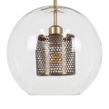 AVERY  Μοντέρνο Κρεμαστό Φωτιστικό Μπάλα Μονόφωτο 1 x E27 IP20 Διάφανο Γυαλί με Χρυσό Μέταλλο - Μ30 x Π30 x Υ48cm