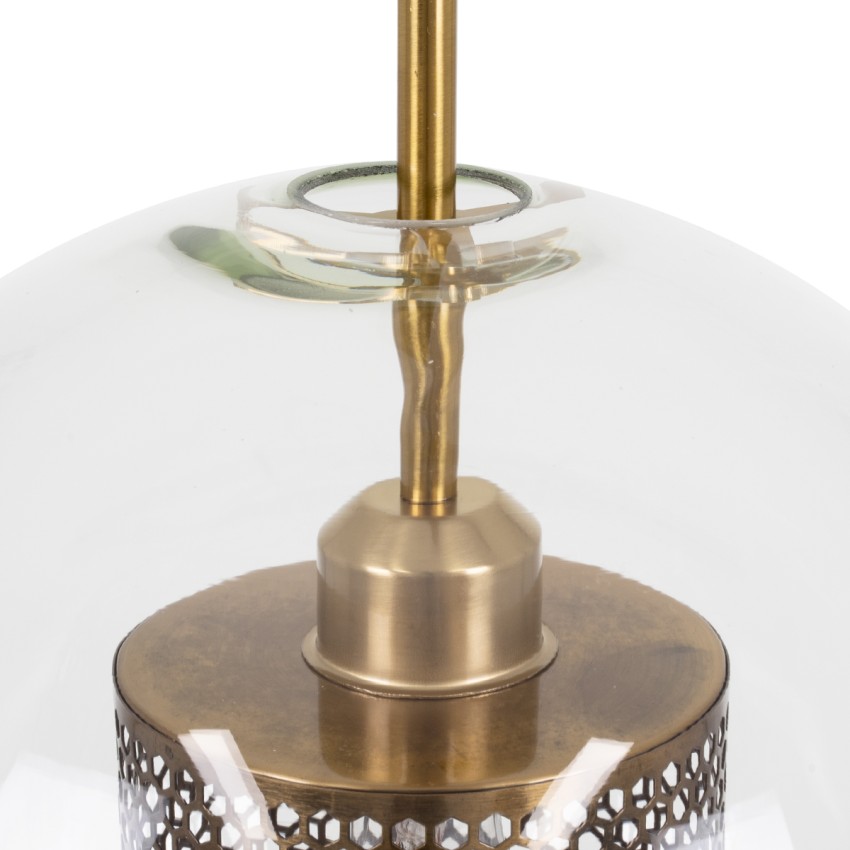 AVERY  Μοντέρνο Κρεμαστό Φωτιστικό Μπάλα Μονόφωτο 1 x E27 IP20 Διάφανο Γυαλί με Χρυσό Μέταλλο - Μ30 x Π30 x Υ48cm