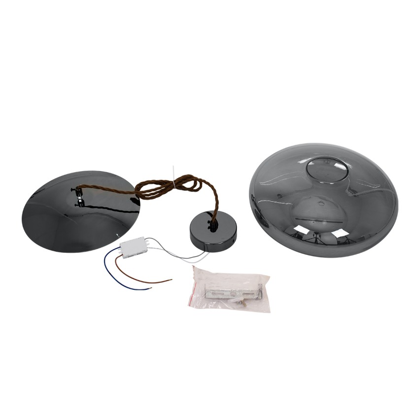 GLOBOSTAR® AXTON  Μοντέρνο Κρεμαστό Φωτιστικό Οροφής LED 5W 500lm 180° AC 220-240V IP20 Θερμό Λευκό 2700K - Sanan SMD Chip - Μαύρο Φιμέ - Μ30 x Π30 x Υ15cm