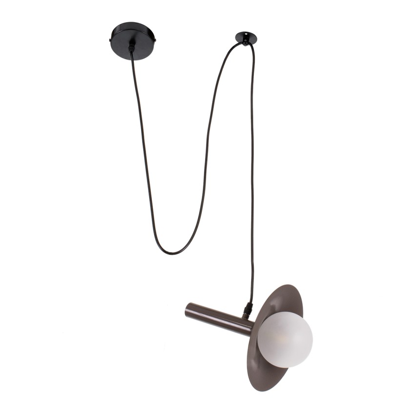 CELEST  Μοντέρνο Κρεμαστό Φωτιστικό Ανάρτηση Μονόφωτο 1 x G9 Καφέ Μέταλλο με Λευκό Γυαλί - Μ20 x Π20 x Υ26.5cm