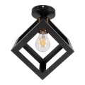 GLOBOSTAR® CUBE  Μοντέρνο Φωτιστικό Οροφής με Ντουί 1 x E27 AC 220-240V IP20 - Μαύρο & Χρυσό - Μ25 x Π25 x Υ25cm
