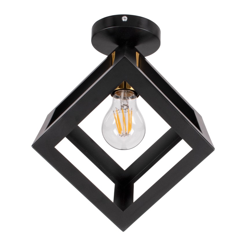 GLOBOSTAR® CUBE  Μοντέρνο Φωτιστικό Οροφής με Ντουί 1 x E27 AC 220-240V IP20 - Μαύρο & Χρυσό - Μ25 x Π25 x Υ25cm