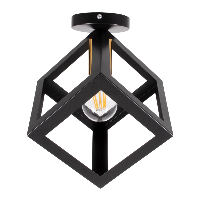 GLOBOSTAR® CUBE  Μοντέρνο Φωτιστικό Οροφής με Ντουί 1 x E27 AC 220-240V IP20 - Μαύρο & Χρυσό - Μ25 x Π25 x Υ25cm