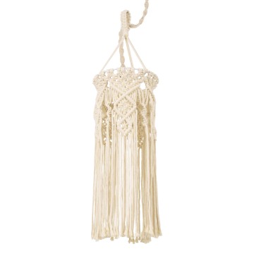 BAHRI  Boho Κρεμαστό Φωτιστικό Μακραμέ Μονόφωτο 1 x E27 IP20 Μπεζ Ύφασμα - Μ20 x Π20 x Υ65cm