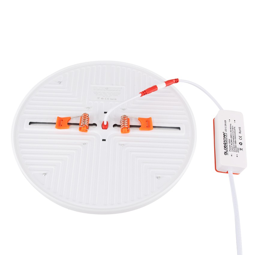 GLOBOSTAR® PANELEON  Χωνευτό Panel Οροφής με Σύστημα Ρυθμιζόμενης Τρύπας Κοπής LED 33W 3492lm 180° AC 220-240V IP20 Φυσικό Λευκό 4500K - Lumileds SMD Chip & TÜV SÜD Driver - Λευκό Γαλακτερό - Μ22.2 x Π22.2 x Υ2cm / Q3.5cm έως Q20.5cm