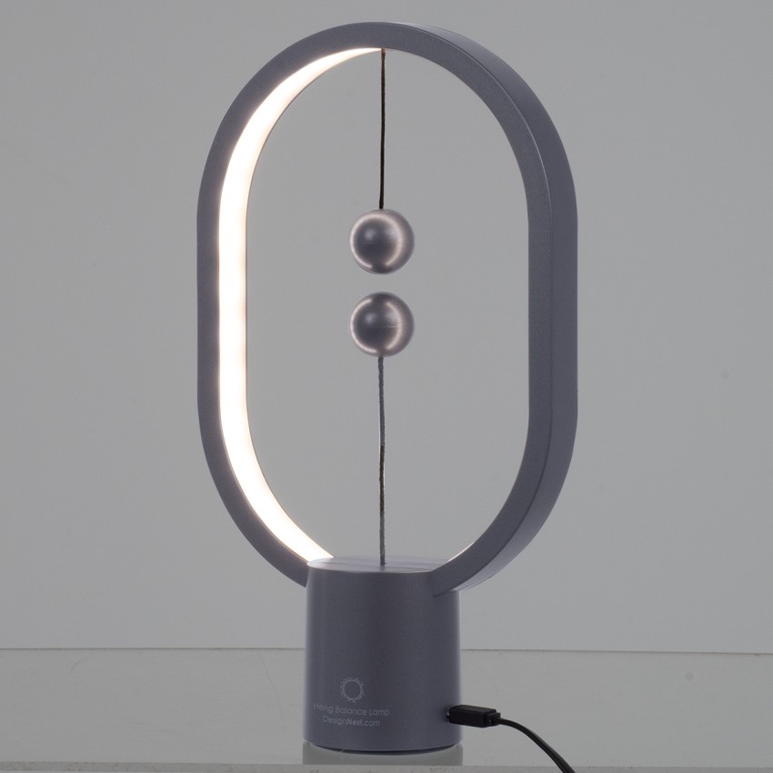 Επιτραπέζιο Φωτιστικό Πορτατίφ LED 15W 1500lm 360° DC 5V IP20 Θερμό Λευκό 2700K Γκρι & Λευκό Πλαστικό - Μ14 x Π5.5 x Υ24.8cm