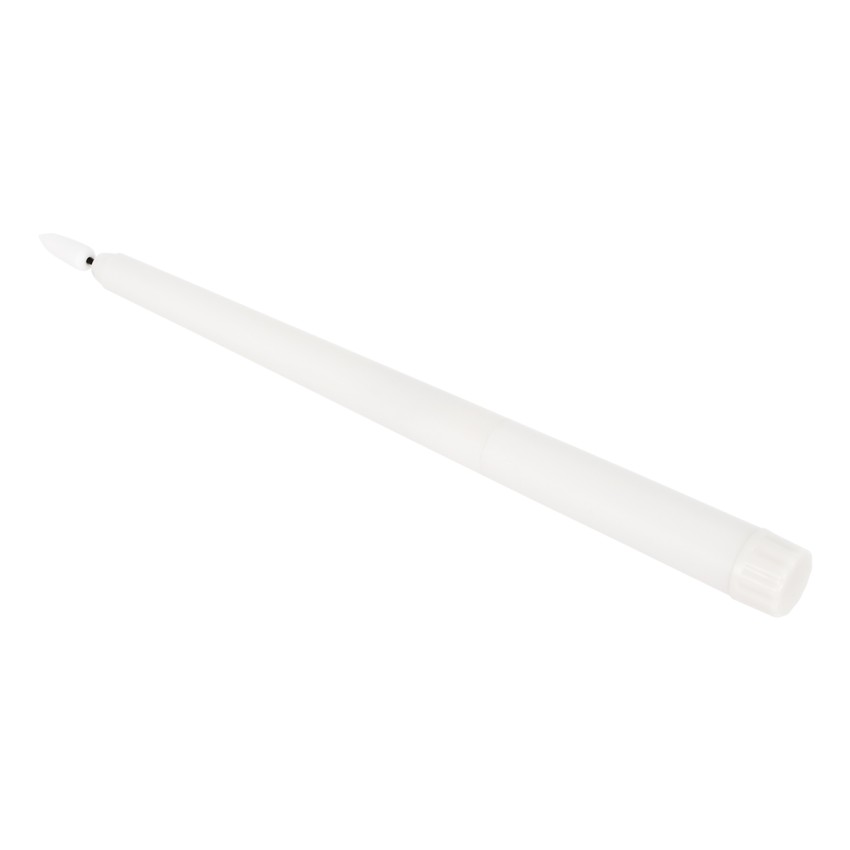 GLOBOSTAR® CANDLESTICKS  Διακοσμητικό Κερi Κηροπηγίου με Εφέ Κινούμενης Φλόγας & IR Ασύρματο Χειριστήριο LED 0.5W 25lm 180° DC 3V με 2xAA Μπαταρίες IP20 Θερμό Λευκό 2700K - Λευκό - Μ2 x Π2 x Υ27.5cm - Πακέτο 12 Τεμαχίων