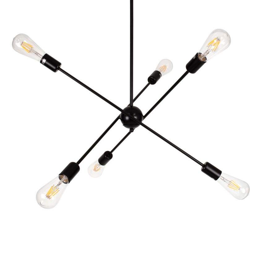 GLOBOSTAR® ZANE  Μοντέρνο Φωτιστικό Οροφής με Ντουί 6 x E27 AC 220-240V IP20 - Μαύρο - Μ70 x Π70 x Υ100cm