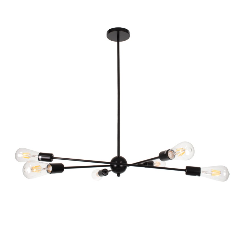 GLOBOSTAR® ZANE  Μοντέρνο Φωτιστικό Οροφής με Ντουί 6 x E27 AC 220-240V IP20 - Μαύρο - Μ70 x Π70 x Υ100cm