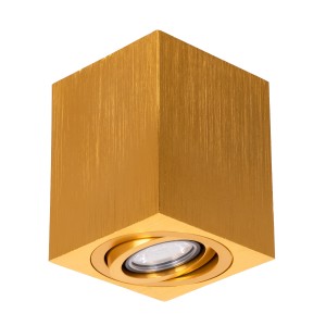 AKIRA  Επιφανειακό Κινούμενο Τετράγωνο Φωτιστικό Σποτ Αλουμινίου με Ντουί GU10 AC 220-240V IP44 Μ8 x Π8 x Υ10cm - Χρυσό Βούρτσας