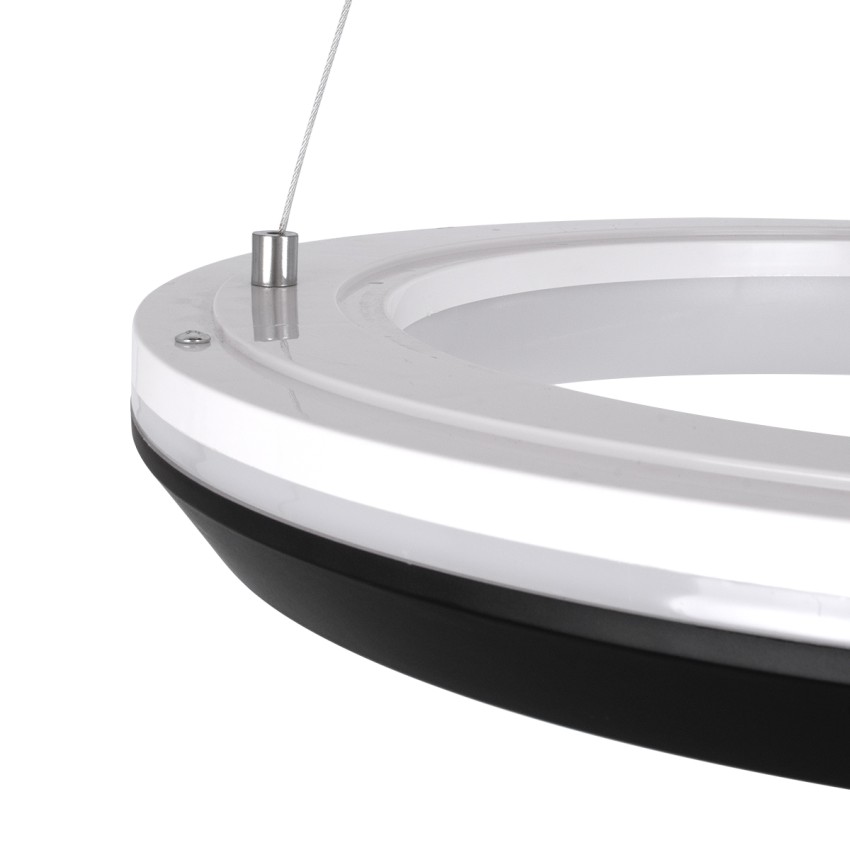 MELINA  Κρεμαστή Πλαφονιέρα Οροφής Κύκλος LED CCT 55W 6376lm 120° AC 220-240V - Εναλλαγή Φωτισμού μέσω Τηλεχειριστηρίου All In One Ψυχρό Λευκό 6000k+Φυσικό Λευκό 4500k+Θερμό Λευκό 2700k Dimmable Φ48cm - Μαύρο