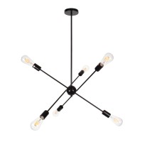 GLOBOSTAR® ZANE  Μοντέρνο Φωτιστικό Οροφής με Ντουί 6 x E27 AC 220-240V IP20 - Μαύρο - Μ70 x Π70 x Υ100cm