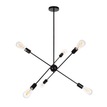 GLOBOSTAR® ZANE  Μοντέρνο Φωτιστικό Οροφής με Ντουί 6 x E27 AC 220-240V IP20 - Μαύρο - Μ70 x Π70 x Υ100cm