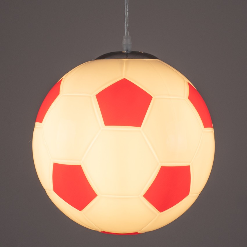 GLOBOSTAR® FOOTBALL  Παιδικό Κρεμαστό Φωτιστικό Οροφής με Ντουί 1 x E27 AC 220-240V IP20 - Λευκό & Κόκκινο - Μ25 x Π25 x Υ25cm