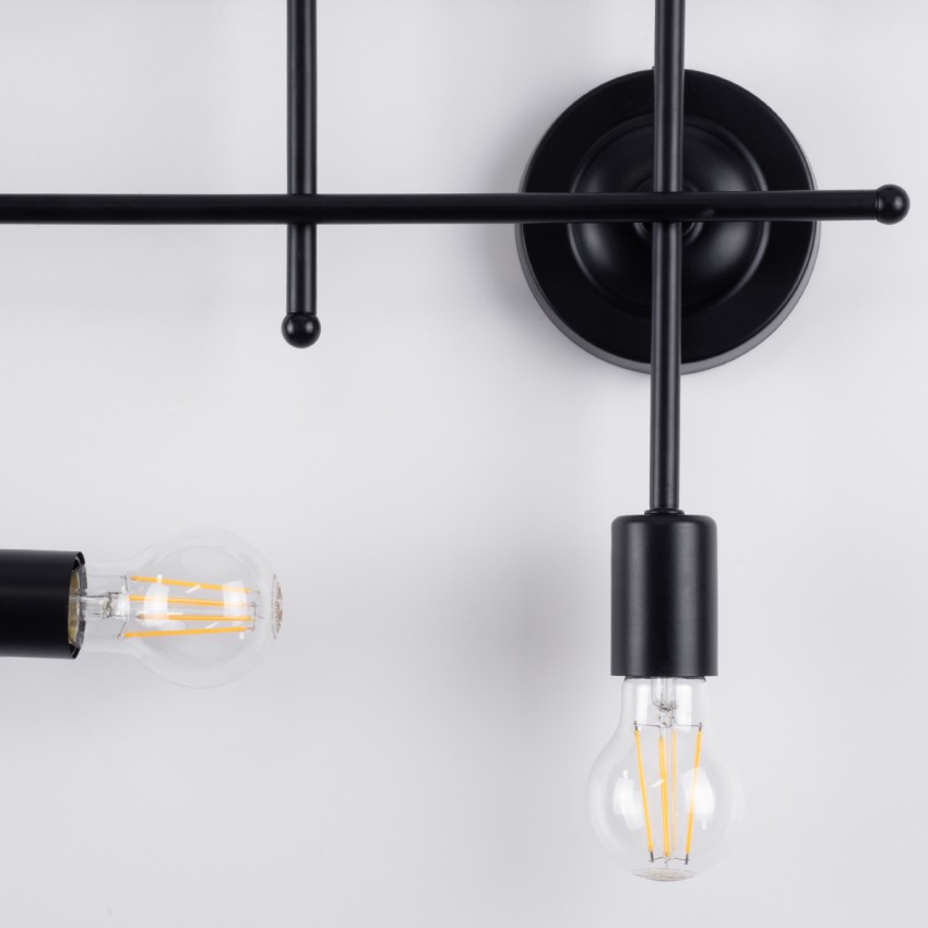 PIPING  Vintage Επιτοίχιο Φωτιστικό Πολύφωτο 6 x E27 IP20 Μαύρο Μέταλλο - Μ66 x Π9.5 x Υ49cm