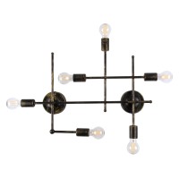 PIPING  Vintage Επιτοίχιο Φωτιστικό Πολύφωτο 6 x E27 IP20 Μπρούτζινο Μέταλλο - Μ66 x Π9.5 x Υ49cm