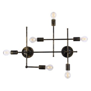 PIPING  Vintage Επιτοίχιο Φωτιστικό Πολύφωτο 6 x E27 IP20 Μπρούτζινο Μέταλλο - Μ66 x Π9.5 x Υ49cm