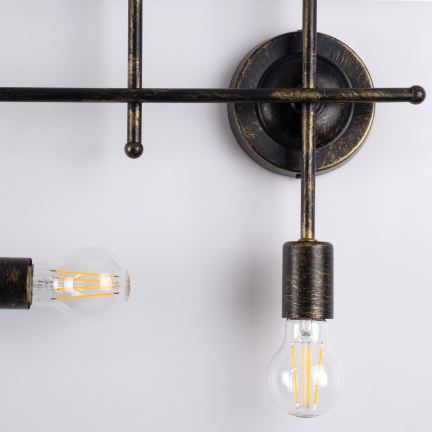 PIPING  Vintage Επιτοίχιο Φωτιστικό Πολύφωτο 6 x E27 IP20 Μπρούτζινο Μέταλλο - Μ66 x Π9.5 x Υ49cm