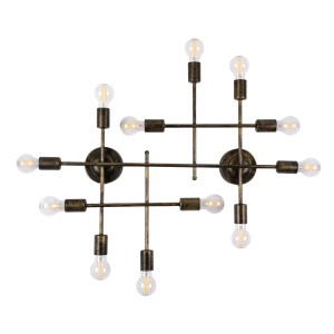 PIPING  Vintage Επιτοίχιο Φωτιστικό Πολύφωτο 12 x E27 IP20 Μπρούτζινο Μέταλλο - Μ78.5 x Π9.5 x Υ64cm