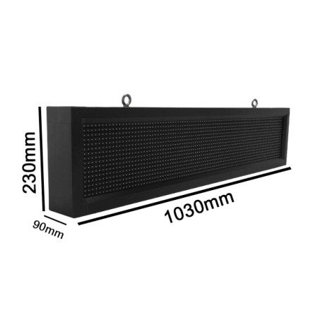 GLOBOSTAR® DISPLAY  Κυλιόμενη Ψηφιακή Επιγραφή Μονής Όψης 96x16cm P10 96x16 Pixel LED 75W AC 220-240V Αδιάβροχο IP65 Ψυχρό Λευκό 6000K - WiFi Control μέσω FK APP - Αισθητήρας Θερμοκρασίας & Υγρασίας - Μ104 x Π9 x Υ24cm