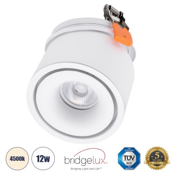 OMEGA-R  Χωνευτό LED Spot Downlight TrimLess Φ10cm 12W 1560lm 36° AC 220-240V IP20 Φ10 x Υ8.2cm - Στρόγγυλο - Λευκό - Φυσικό Λευκό 4500K - Bridgelux COB