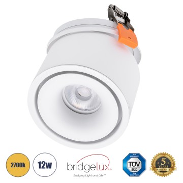 OMEGA-R  Χωνευτό LED Spot Downlight TrimLess Φ10cm 12W 1500lm 36° AC 220-240V IP20 Φ10 x Υ8.2cm - Στρόγγυλο - Λευκό - Θερμό Λευκό 2700K - Bridgelux COB