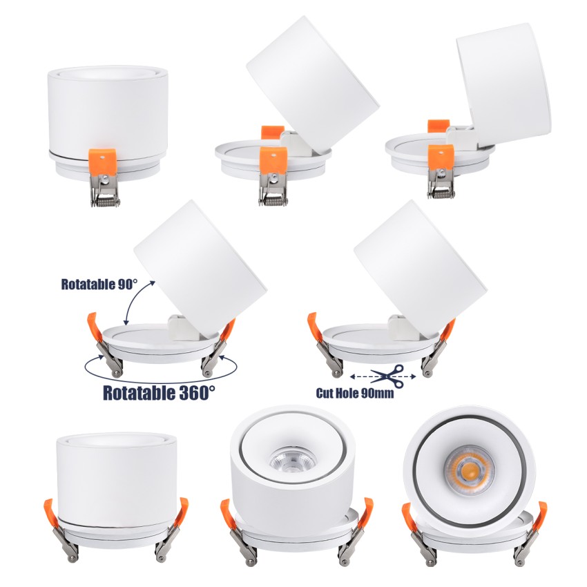 OMEGA-R  Χωνευτό LED Spot Downlight TrimLess Φ10cm 12W 1500lm 36° AC 220-240V IP20 Φ10 x Υ8.2cm - Στρόγγυλο - Λευκό - Θερμό Λευκό 2700K - Bridgelux COB