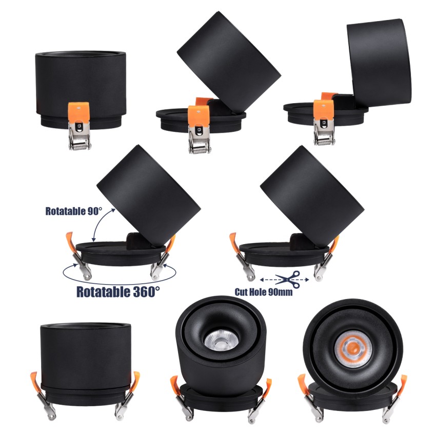 OMEGA-R  Χωνευτό LED Spot Downlight TrimLess Φ10cm 12W 1500lm 36° AC 220-240V IP20 Φ10 x Υ8.2cm - Στρόγγυλο - Μαύρο - Θερμό Λευκό 2700K - Bridgelux COB