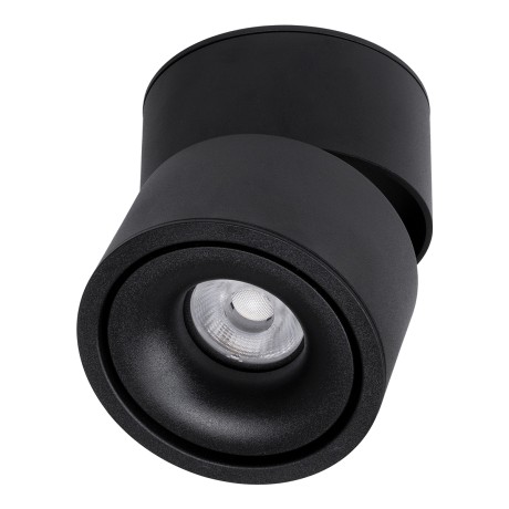 GLOBOSTAR® OMEGA-S  Κινούμενο Downlight Σποτ LED 12W 1500lm 36° AC 220-240V IP20 Θερμό Λευκό 2700K - Bridgelux COB Chip & TÜV SÜD Driver - Μαύρο Ματ - Μ10 x Π10 x Υ10.5cm