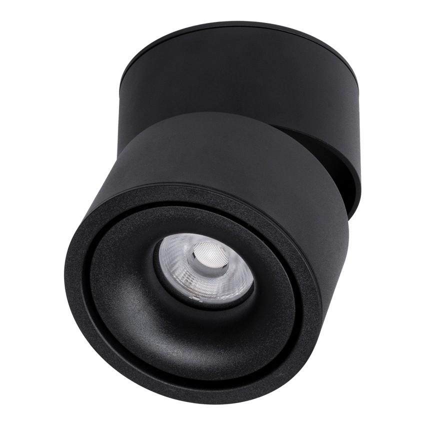 GLOBOSTAR® OMEGA-S  Κινούμενο Downlight Σποτ LED 12W 1500lm 36° AC 220-240V IP20 Θερμό Λευκό 2700K - Bridgelux COB Chip & TÜV SÜD Driver - Μαύρο Ματ - Μ10 x Π10 x Υ10.5cm