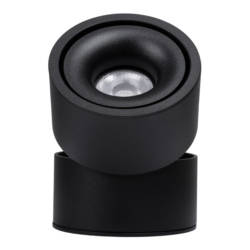GLOBOSTAR® OMEGA-S  Κινούμενο Downlight Σποτ LED 12W 1500lm 36° AC 220-240V IP20 Θερμό Λευκό 2700K - Bridgelux COB Chip & TÜV SÜD Driver - Μαύρο Ματ - Μ10 x Π10 x Υ10.5cm