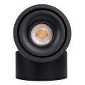 GLOBOSTAR® OMEGA-S  Κινούμενο Downlight Σποτ LED 12W 1500lm 36° AC 220-240V IP20 Θερμό Λευκό 2700K - Bridgelux COB Chip & TÜV SÜD Driver - Μαύρο Ματ - Μ10 x Π10 x Υ10.5cm