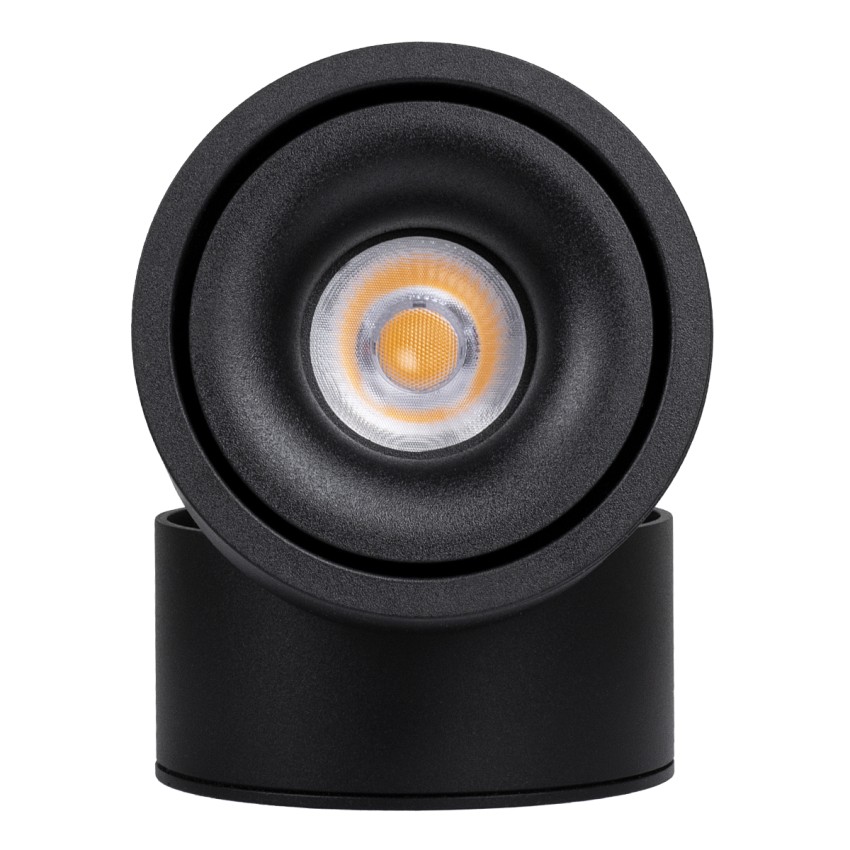 GLOBOSTAR® OMEGA-S  Κινούμενο Downlight Σποτ LED 12W 1500lm 36° AC 220-240V IP20 Θερμό Λευκό 2700K - Bridgelux COB Chip & TÜV SÜD Driver - Μαύρο Ματ - Μ10 x Π10 x Υ10.5cm