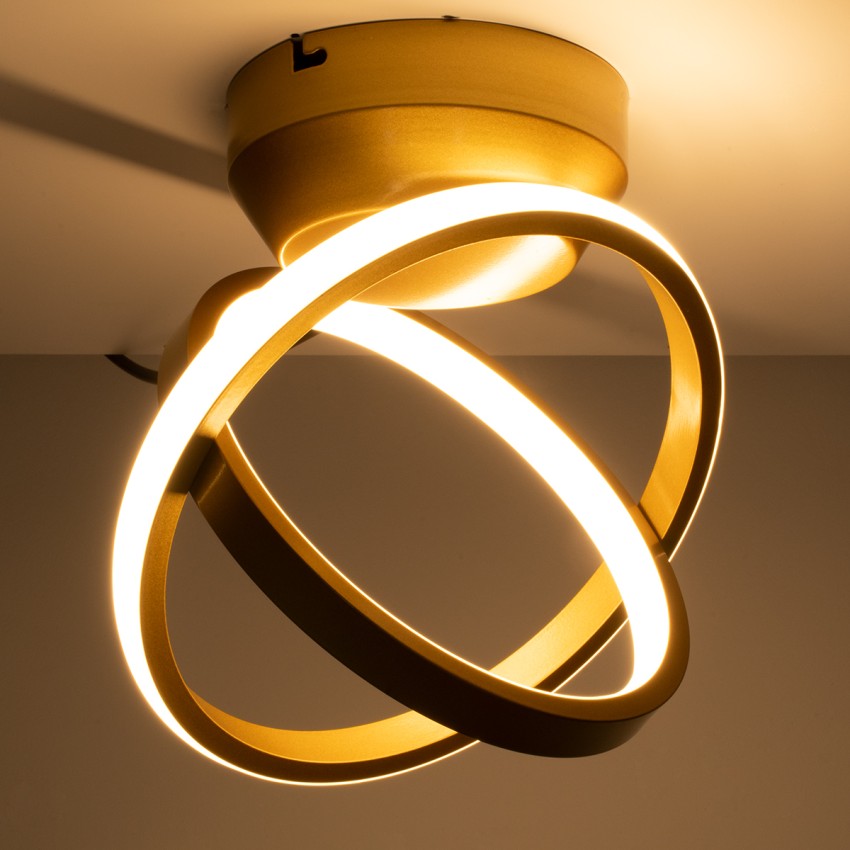GLOBOSTAR® AMELIA  Μοντέρνο Φωτιστικό Οροφής LED 20W 2400lm 300° AC 220-240V IP20 Ρυθμιζόμενο Λευκό CCT με On/Off 2700K/4500K/6000K - Lumileds SMD Chip - Χρυσό Βούρτσας - Μ24.5 x Π16 x Υ25cm