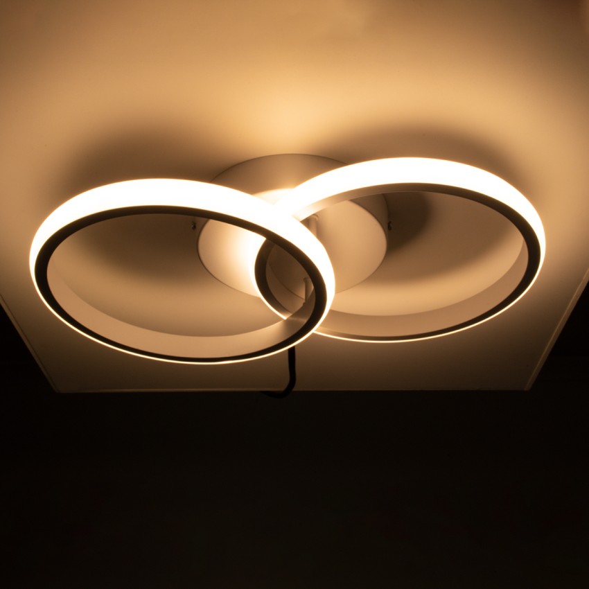 GLOBOSTAR® CORA  Μοντέρνο Φωτιστικό Οροφής LED 18W 2160lm 300° AC 220-240V IP20 Ρυθμιζόμενο Λευκό CCT με On/Off 2700K/4500K/6000K - Lumileds SMD Chip - Λευκό Ματ - Μ36 x Π20.5 x Υ7cm