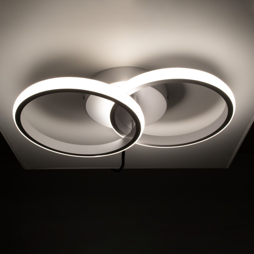 GLOBOSTAR® CORA  Μοντέρνο Φωτιστικό Οροφής LED 18W 2160lm 300° AC 220-240V IP20 Ρυθμιζόμενο Λευκό CCT με On/Off 2700K/4500K/6000K - Lumileds SMD Chip - Λευκό Ματ - Μ36 x Π20.5 x Υ7cm