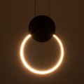 GLOBOSTAR® CYCLOS  Μοντέρνο Κρεμαστό Φωτιστικό Οροφής LED 9W 1080lm 300° AC 220-240V IP20 Ρυθμιζόμενο Λευκό CCT με On/Off 2700K/4500K/6000K - Lumileds SMD Chip - Μαύρο Ματ - Μ21 x Π2.3 x Υ26.5cm