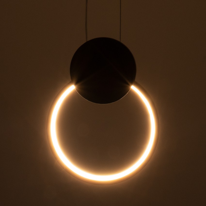 GLOBOSTAR® CYCLOS  Μοντέρνο Κρεμαστό Φωτιστικό Οροφής LED 9W 1080lm 300° AC 220-240V IP20 Ρυθμιζόμενο Λευκό CCT με On/Off 2700K/4500K/6000K - Lumileds SMD Chip - Μαύρο Ματ - Μ21 x Π2.3 x Υ26.5cm