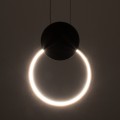 GLOBOSTAR® CYCLOS  Μοντέρνο Κρεμαστό Φωτιστικό Οροφής LED 9W 1080lm 300° AC 220-240V IP20 Ρυθμιζόμενο Λευκό CCT με On/Off 2700K/4500K/6000K - Lumileds SMD Chip - Μαύρο Ματ - Μ21 x Π2.3 x Υ26.5cm