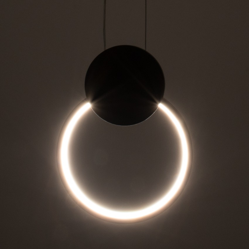 GLOBOSTAR® CYCLOS  Μοντέρνο Κρεμαστό Φωτιστικό Οροφής LED 9W 1080lm 300° AC 220-240V IP20 Ρυθμιζόμενο Λευκό CCT με On/Off 2700K/4500K/6000K - Lumileds SMD Chip - Μαύρο Ματ - Μ21 x Π2.3 x Υ26.5cm