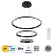 GLOBOSTAR® DIAMOND TRIO  Μοντέρνο Κρεμαστό Φωτιστικό Οροφής LED 100W 12123lm 360° AC 220-240V IP20 Ρυθμιζόμενο Λευκό CCT με Χειριστήριο από 2700K έως 6000K Dimmable - Lumileds SMD Chip - Μαυρό Ματ - Μ60 x Π60 x Υ60cm