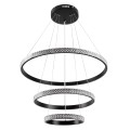 GLOBOSTAR® DIAMOND TRIO  Μοντέρνο Κρεμαστό Φωτιστικό Οροφής LED 100W 12123lm 360° AC 220-240V IP20 Ρυθμιζόμενο Λευκό CCT με Χειριστήριο από 2700K έως 6000K Dimmable - Lumileds SMD Chip - Μαυρό Ματ - Μ60 x Π60 x Υ60cm