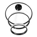 GLOBOSTAR® DIAMOND TRIO  Μοντέρνο Κρεμαστό Φωτιστικό Οροφής LED 100W 12123lm 360° AC 220-240V IP20 Ρυθμιζόμενο Λευκό CCT με Χειριστήριο από 2700K έως 6000K Dimmable - Lumileds SMD Chip - Μαυρό Ματ - Μ60 x Π60 x Υ60cm