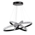 GLOBOSTAR® DIAMOND TRIO  Μοντέρνο Κρεμαστό Φωτιστικό Οροφής LED 100W 12123lm 360° AC 220-240V IP20 Ρυθμιζόμενο Λευκό CCT με Χειριστήριο από 2700K έως 6000K Dimmable - Lumileds SMD Chip - Μαυρό Ματ - Μ60 x Π60 x Υ60cm