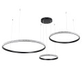 GLOBOSTAR® DIAMOND TRIO  Μοντέρνο Κρεμαστό Φωτιστικό Οροφής LED 120W 14723lm 360° AC 220-240V IP20 Ρυθμιζόμενο Λευκό CCT με Χειριστήριο από 2700K έως 6000K Dimmable - Lumileds SMD Chip - Μαυρό Ματ - Μ150 x Π150 x Υ60cm