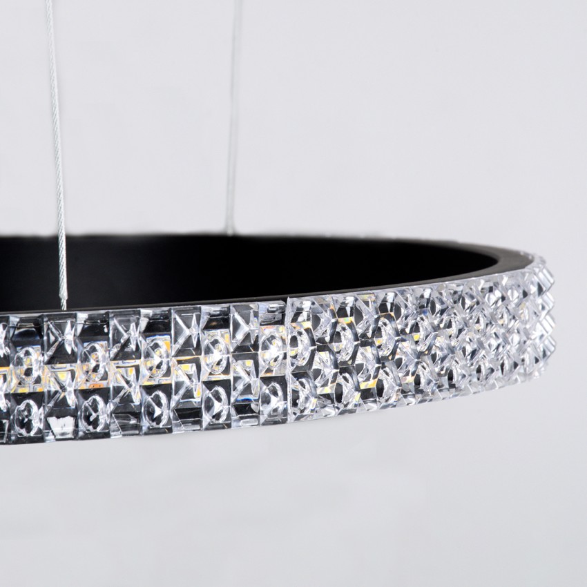 GLOBOSTAR® DIAMOND TRIO  Μοντέρνο Κρεμαστό Φωτιστικό Οροφής LED 120W 14723lm 360° AC 220-240V IP20 Ρυθμιζόμενο Λευκό CCT με Χειριστήριο από 2700K έως 6000K Dimmable - Lumileds SMD Chip - Μαυρό Ματ - Μ150 x Π150 x Υ60cm