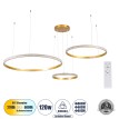 GLOBOSTAR® DIAMOND TRIO  Μοντέρνο Κρεμαστό Φωτιστικό Οροφής LED 120W 14723lm 360° AC 220-240V IP20 Ρυθμιζόμενο Λευκό CCT με Χειριστήριο από 2700K έως 6000K Dimmable - Lumileds SMD Chip - Χρυσό Βούρτσας - Μ150 x Π150 x Υ60cm